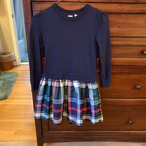Gap Kids girl’s navy dress with plaid skirt - size M